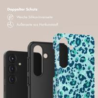 Selencia Vivid Tough Back Cover für das Samsung Galaxy S25 - Wild Spots Light Blue