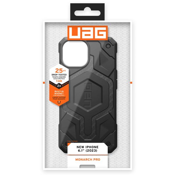 UAG Monarch Pro Backcover für das iPhone 15 - Carbon Fiber