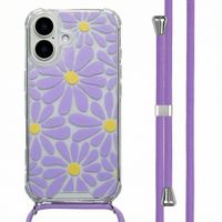 imoshion Design Hülle mit Band Apple iPhone 16 - Tropical Violet Flowers Connect