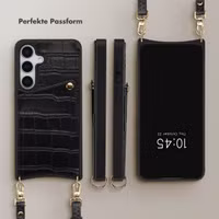 Selencia Nova Croco HandyHülle mit Kordel und Kartenhalter Samsung Galaxy S24 / S25 - Schwarz