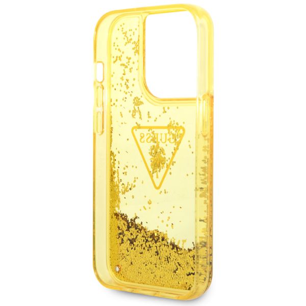 Guess Liquid Glitter Back Cover für das iPhone 14 Pro - Gelb