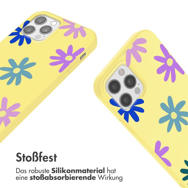 imoshion Silikonhülle design mit Band für das iPhone 12 (Pro) - Yellow Flower Distance