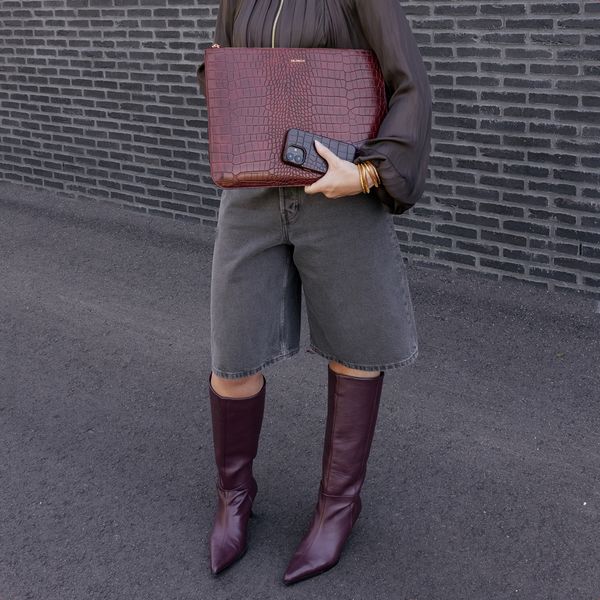 Selencia Croco Laptop Hülle 14 Zoll - Laptop Sleeve - Burgundy