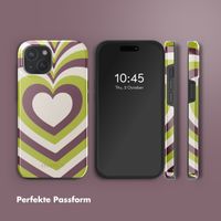 Selencia Vivid Tough Back Cover MagSafe für das iPhone 15 - Double Hearts Plum Fern