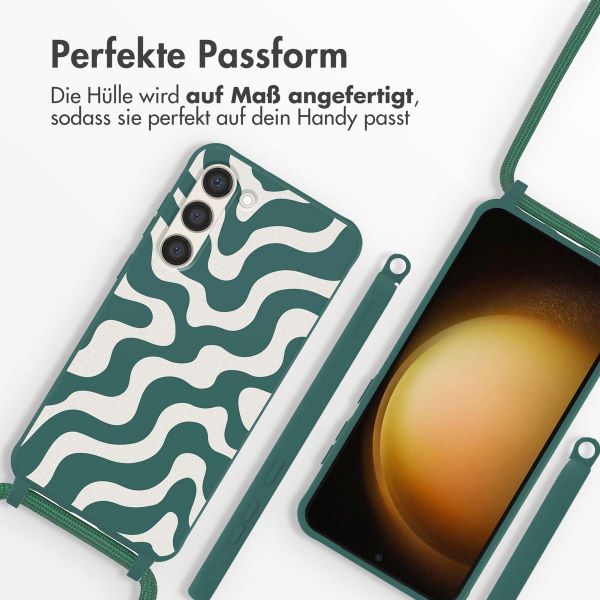 imoshion SilikonHülle design mit Band Samsung Galaxy S23 Plus - Petrol Green Groovy