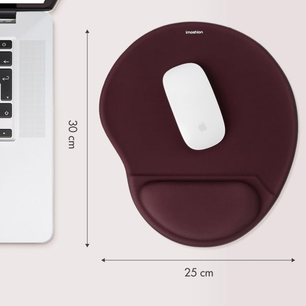 imoshion Ergonomisches Mauspad - Mauspad mit Handgelenkstütze - 30 x 25 cm - Bordeaux
