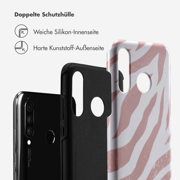 Selencia Vivid Tough Back Cover für das Huawei P30 Lite - Colorful Zebra Old Pink