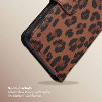 Selencia Sabi Klapphülle mit Leopardenmuster Samsung Galaxy A55 - Mocha Brown