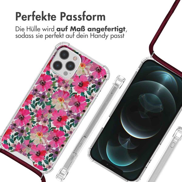 imoshion Design Hülle mit Band Apple iPhone 12 (Pro) - Flower Water