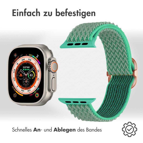 imoshion Elastisches Nylonarmband für das  Apple Watch Series 1 t/m 11 / SE / Ultra (44/45/46/49 mm) - Türkis