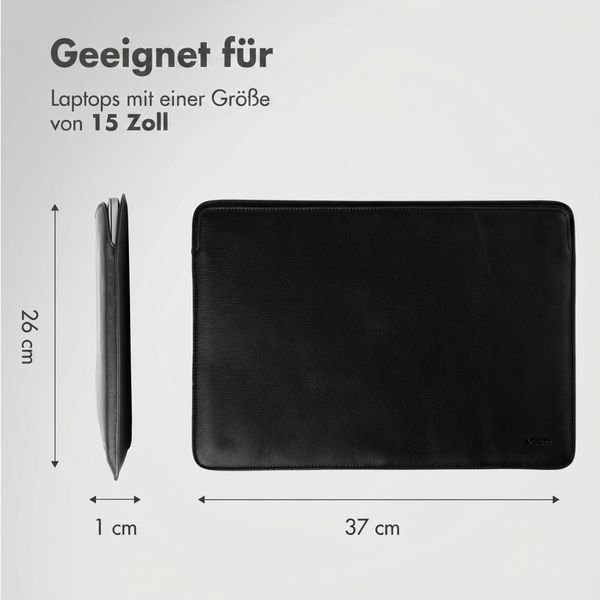 Accezz Leather Laptop Hülle Apple MacBook 15 Zoll - Laptop Sleeve - Schwarz