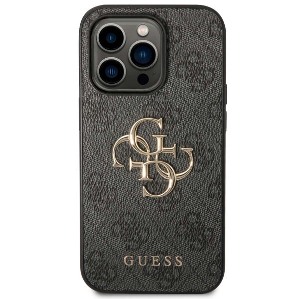 Guess 4G Metal Logo Back Cover für das iPhone 14 Pro - Grau