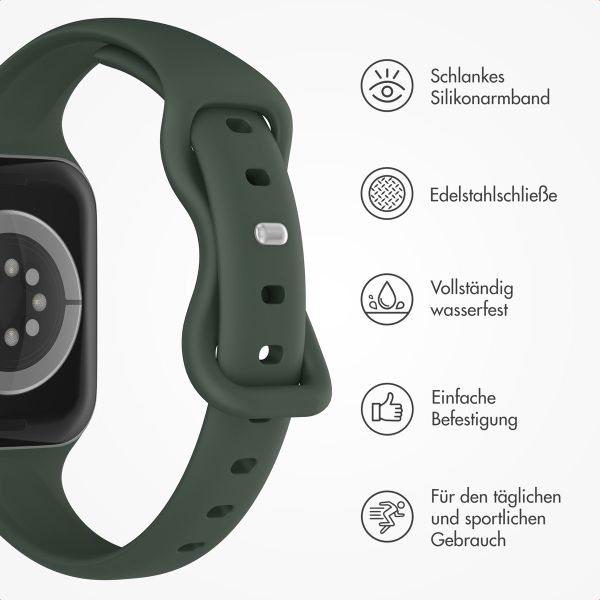 imoshion Slim Silikonarmband für die Apple Watch Series 1-10 / SE / Ultra (2) (44/45/46/49 mm) - Olivgrün