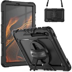 Accezz Robustes Back Cover mit Schultergurt Samsung Galaxy Tab S8 Plus / S7 Plus / S7 FE 5G - Schwarz