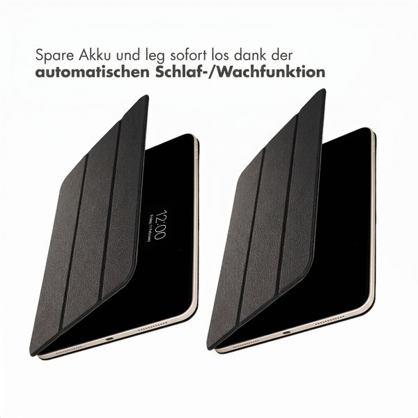 Accezz Leder Trifold Klaphülle Apple iPad 11 (2025) 11 Zoll A16 / iPad 10 (2022) 10.9 Zoll - Schwarz