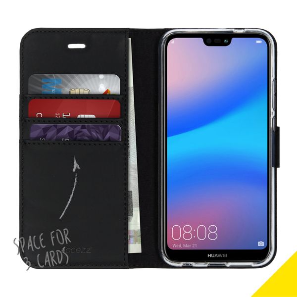 Accezz Schwarzes Wallet TPU Klapphülle für das Huawei P20 Lite