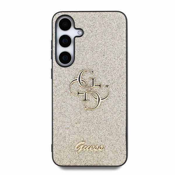 Guess 4G Metal Logo Back Cover mit Glitter Samsung Galaxy S25 Plus - Gold