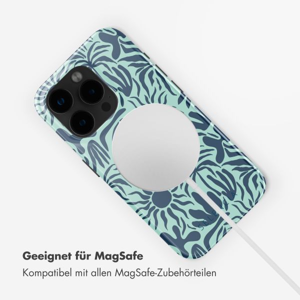 Selencia Vivid Tough Back Cover mit MagSafe für das iPhone 15 Pro - Tropical Vibes Light Blue