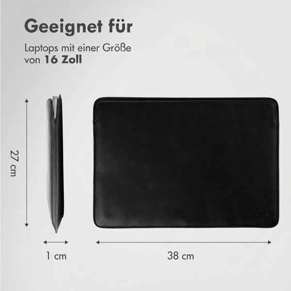 Accezz Leather Laptop Hülle Apple MacBook 16 Zoll - Laptop Sleeve - Schwarz