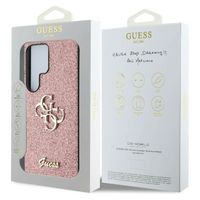 Guess 4G Metal Logo Back Cover mit Glitter Samsung Galaxy S25 Ultra - Rosa
