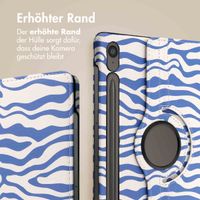 imoshion 360° drehbare Design Klapphülle für das Samsung Galaxy Tab S9 FE - White Blue Stripes