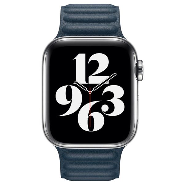 Apple Leather Link Armband für das  Apple Watch Series 1 t/m 9 / SE (38/40/41 mm) | Series 10 / 11 (42 mm) - Größe M/L - Baltic Blue