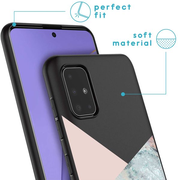 imoshion Design Hülle Samsung Galaxy A51 - Marmor - Rosa / Schwarz