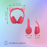 imoshion Kabellose Kinderkopfhörer LED Light Cat Ear - Dezibelbegrenzer - Mit AUX-Kabel - Hot Pink