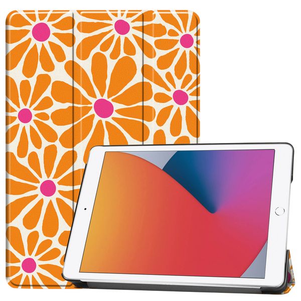 imoshion Design Trifold Klapphülle für das iPad 7 (2019) / iPad 8 (2020) / iPad 9 (2021) 10.2 inch - Orange Flower Connect