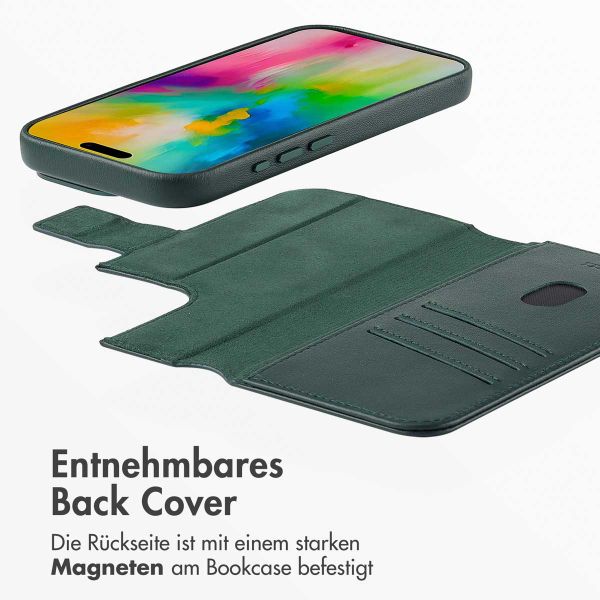 Accezz 2-in-1 Klapphülle aus Leder mit MagSafe für das iPhone 16 Pro Max - Cedar Green