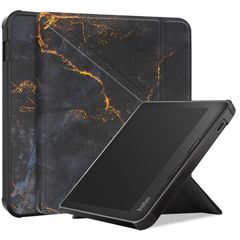 imoshion Design Klappbare Klapphülle für das Kobo Libra 2 / Tolino Vision 6 - Black Marble