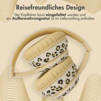 imoshion Special Edition - Kabellose Kinderkopfhörer mit Leopardenmuster LED Light - Dezibelbegrenzer - Mit AUX-kabel - Leopard