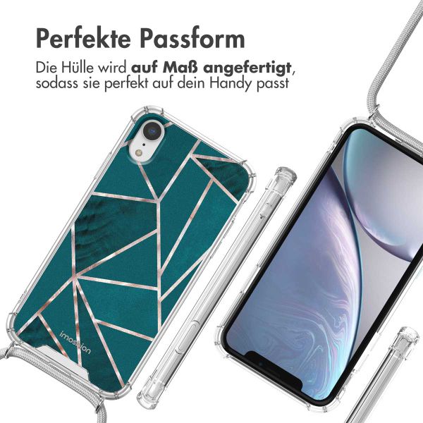 imoshion Design Hülle mit Band Apple iPhone Xr - Petrol Green Graphic