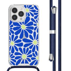 imoshion Design Hülle mit Band Apple iPhone 13 Pro - Cobalt Blue Flowers Connect