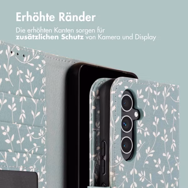 imoshion Design Klapphülle Samsung Galaxy A54 (5G) - Smoke Green Flowers