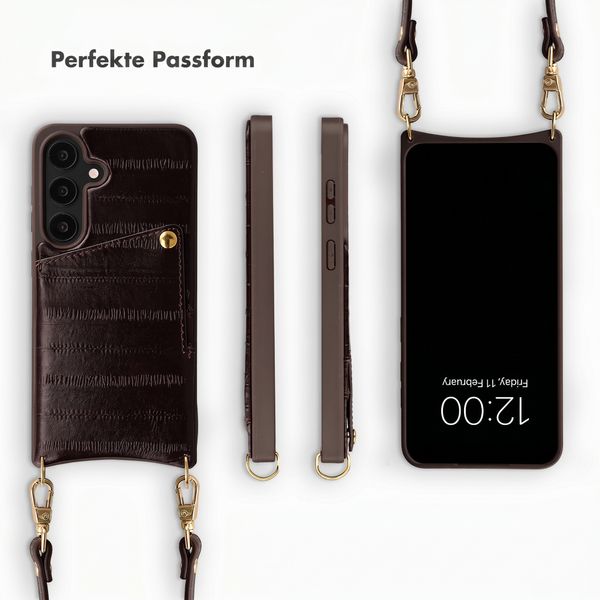 Selencia Nova Echtleder Backcover mit Kartenhalter Samsung Galaxy S25 - Dark Chocolate