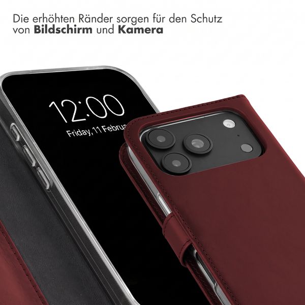 Selencia Echtleder Klapphülle Apple iPhone 18 Pro Max / 17 Pro Max - Burgundy