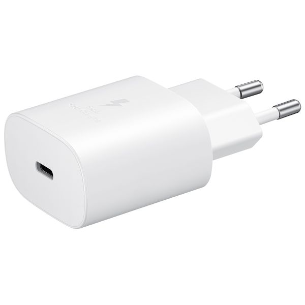 Samsung Ladebündel | Original USB-C-zu-USB-C-Kabel - 1.8 meter - 25 Watt - Weiß + Original Fast Charging Adapter USB-C Oplader - in Fabrikverpackung - 25 Watt - Weiß
