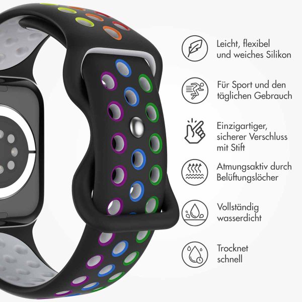 imoshion Sportarmband⁺ für die Apple Watch Series 1 bis 9 / SE (38/40/41 mm) | Series 10 (42 mm) - Größe S/M - Black Rainbow