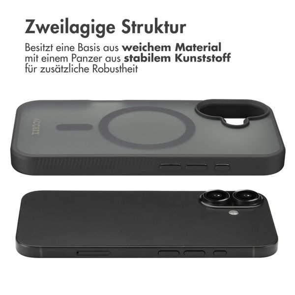 Accezz Rugged Frosted Back Cover mit MagSafe Apple iPhone 16 - Schwarz