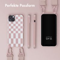 Selencia SilikonHülle design mit abnehmbarem Band Apple iPhone 14 Plus - Irregular Check Sand Pink