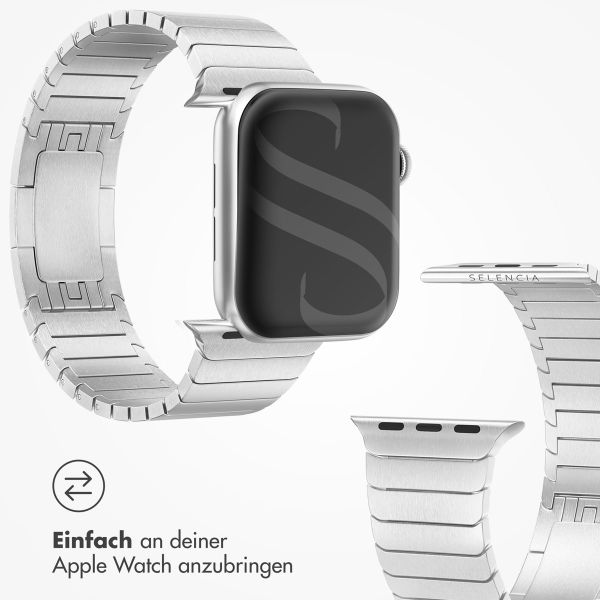 Selencia Gliederarmband aus Edelstahl für die Apple Watch Series 1 bis 9 / SE (38/40/41 mm) | Series 10 (42 mm) - Silber