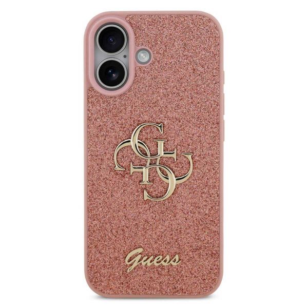 Guess 4G Metal Logo Back Cover mit Glitter Apple iPhone 17 - Rosa