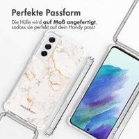 imoshion Design Hülle mit Band für das Samsung Galaxy S21 FE - White Marble