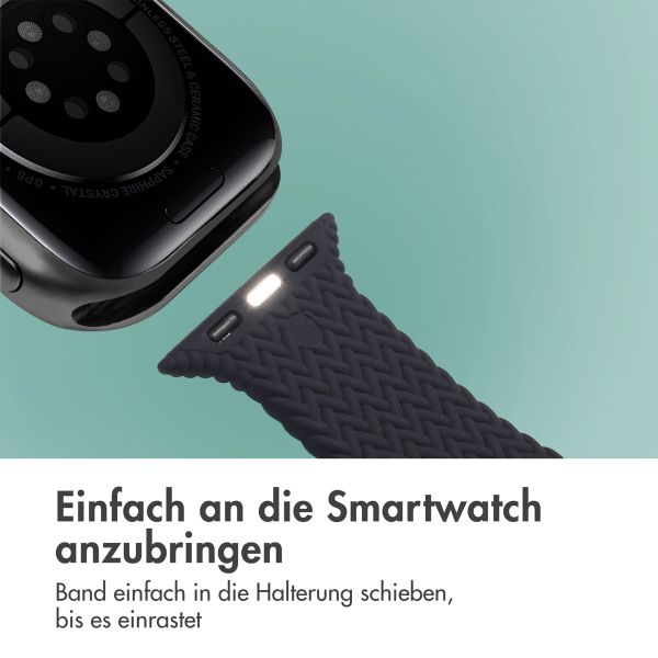 imoshion Geflochtenes Silikonarmband für das  Apple Watch Series 1 t/m 9 / SE (38/40/41 mm) | Series 10 / 11 (42 mm) - Schwarz