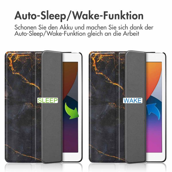 imoshion Design Trifold Klaphülle Apple iPad 9 (2021) 10.2 Zoll / iPad 8 (2020) 10.2 Zoll / iPad 7 (2019) 10.2 Zoll - Black Marble