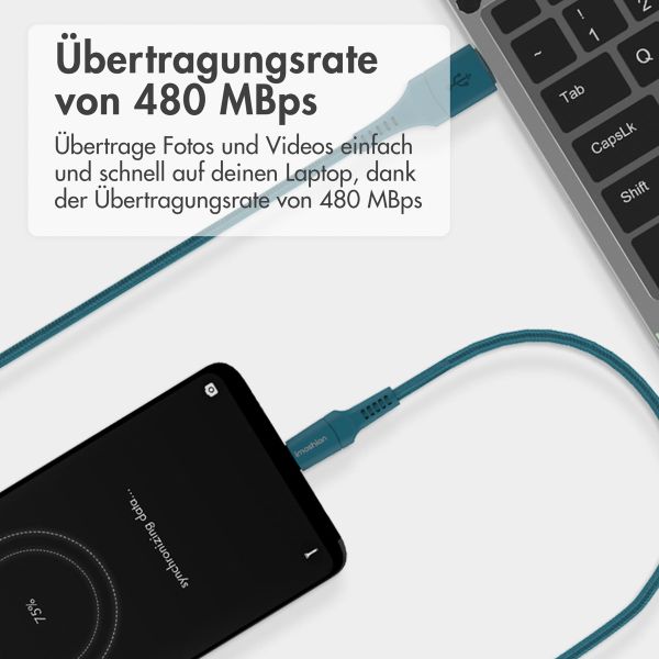 imoshion Braided USB-C-zu-USB Kabel - 1 Meter - Dunkelblau