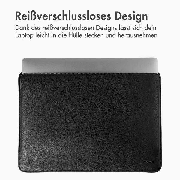 Accezz Leather Laptop Hülle Apple MacBook 14 Zoll - Laptop Sleeve - Schwarz