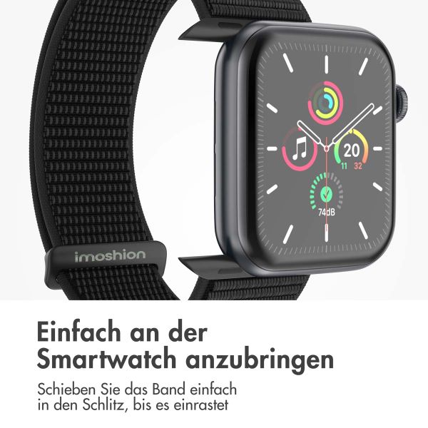 imoshion Nylon-Armband⁺ für die Apple Watch Series 1 bis 10 / SE / Ultra (2) (44/45/46/49 mm) - Schwarz