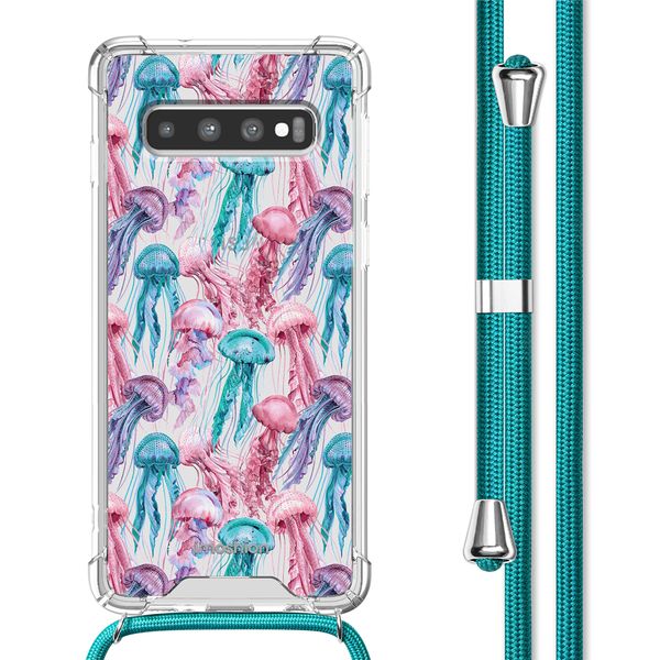 imoshion Design Hülle mit Band für das Samsung Galaxy S10 - Jellyfish Watercolor